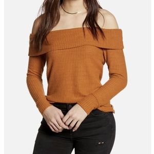 NWT BP (Nordstrom) Off the Shoulder Knit Auburn Orange